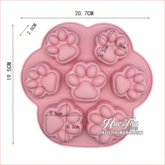 Khuôn silicon Bàn Chân Mèo A19 (vỉ 7 hình) làm bánh rau câu 3D 4D nhấn xôi, fondant, socola, nến hanmade