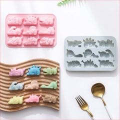 Khuôn silicon Khủng Long A107 (vỉ 9 hình) làm bánh rau câu 3D 4D nhấn xôi, fondant, socola, nến hanmade
