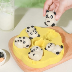 Khuôn silicon Gấu Trúc A71 (vỉ 5 hình) làm bánh rau câu 3D 4D nhấn xôi, fondant, socola, nến hanmade