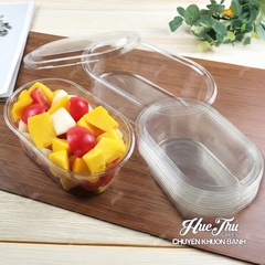 Hộp Nhựa PET JB-11 (10/50 hộp) - Hộp nhựa đựng bánh oval đựng bánh rau câu, bông lan, pudding