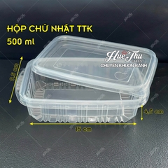 Hộp nhựa chữ nhật sọc TTK trong (10 cái) có nắp đựng thực phẩm, rau câu