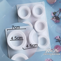 Khuôn silicon Hình Trụ Tròn A27 (vỉ 6 hình) làm bánh rau câu 3D 4D nhấn xôi, fondant, socola, nến hanmade