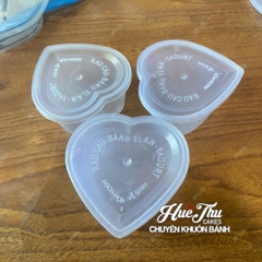 Hộp flan hình trái tim (50 hộp) hũ nhựa hấp bánh flan, da lợn, đựng tàu hủ singapore, panna cotta, rau câu ly