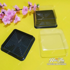 Hộp đựng bánh vuông 12x12cm đế đen, vàng, trắng cao 5/7.5cm (10 cái) đựng bánh rau câu, bông lan, Trung Thu