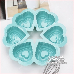 Khuôn silicon Trái Tim A14 (vỉ 6 hình) làm bánh rau câu 3D 4D nhấn xôi, chè trôi nước, socola, nến hanmade