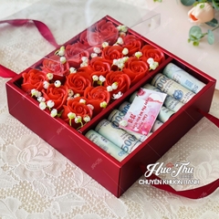 Hộp đựng 4 bánh nắp trong có quai xách - hộp đựng bánh rau câu, bông lan, bánh trung thu