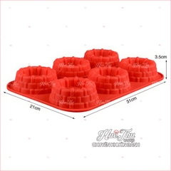 Khuôn silicon Đế Đan Viền (vỉ 6 ô / mỗi ô 9cm) làm bánh rau câu 3D 4D nhấn xôi, fondant, socola, nến hanmade