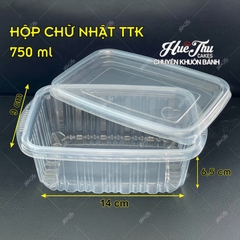 Hộp nhựa chữ nhật sọc TTK trong (10 cái) có nắp đựng thực phẩm, rau câu