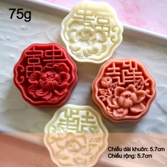 Khuôn lò xo Hoa Hồng - Chữ Hỷ LX4 50/75g (2 mặt) - khuôn làm bánh trung thu, bánh dứa, bánh cốm xu xê, nhấn xôi hoa đậu