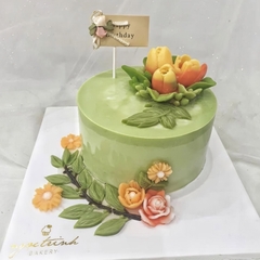 Khuôn silicon cành lá hoa Hồng (lá dài, lá nhọn kèm hoa) 16x11cm làm bánh rau câu 3D 4D nhấn xôi, fondant, socola, nến hanmade