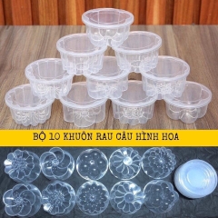 Bộ 10 khuôn đổ rau câu, bánh Flan nhiều hình 6cm -  hũ nhựa hấp bánh flan, da lợn, đựng tàu hủ singapore, panna cotta