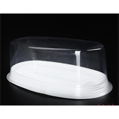 Hộp đựng bánh hình Oval 12/22cm (đế trắng/đen, 10 hộp) bằng nhựa đựng bánh