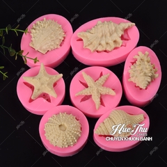 Khuôn silicon Vỏ Sò, Ốc Biển, Sao Biển làm bánh rau câu 3D 4D nhấn xôi, fondant, socola, nến hanmade