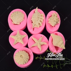 Khuôn silicon Vỏ Sò, Ốc Biển, Sao Biển làm bánh rau câu 3D 4D nhấn xôi, fondant, socola, nến hanmade
