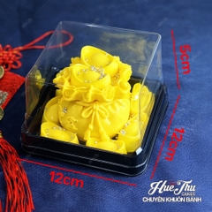 Hộp đựng bánh vuông 12x12cm đế đen, vàng, trắng cao 5/7.5cm (10 cái) đựng bánh rau câu, bông lan, Trung Thu