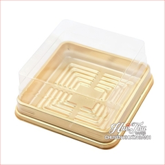 Hộp đựng bánh vuông 12x12cm đế đen, vàng, trắng cao 5/7.5cm (10 cái) đựng bánh rau câu, bông lan, Trung Thu