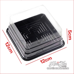 Hộp đựng bánh vuông 12x12cm đế đen, vàng, trắng cao 5/7.5cm (10 cái) đựng bánh rau câu, bông lan, Trung Thu