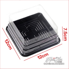 Hộp đựng bánh vuông 12x12cm đế đen, vàng, trắng cao 5/7.5cm (10 cái) đựng bánh rau câu, bông lan, Trung Thu