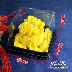 Hộp đựng bánh vuông 12x12cm đế đen, vàng, trắng cao 5/7.5cm (10 cái) đựng bánh rau câu, bông lan, Trung Thu