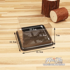 Hộp đựng bánh vuông 12x12cm đế đen, vàng, trắng cao 5/7.5cm (10 cái) đựng bánh rau câu, bông lan, Trung Thu