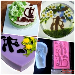 Khuôn silicon chữ Cha Mẹ 15x8cm làm bánh rau câu 3D 4D nhấn xôi, fondant, socola, nến hanmade