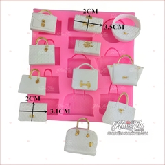 Khuôn silicon Túi Xách (vỉ 11 hình) làm bánh rau câu 3D 4D nhấn xôi, fondant, socola, nến hanmade
