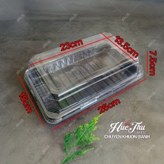 Hộp Đế Đen/Trắng/Vàng 25cm cao 7.5cm HC4 (10/50 hộp) đựng bánh rau câu cá chép, bông lan, xôi, cơm