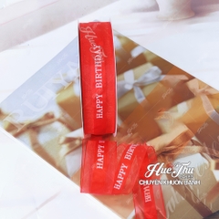 Ruy băng voan nhũ 2.5cm chữ Happy Birthday (cuộn 40m) trang trí bánh sinh nhật, bánh rau câu, gói quà