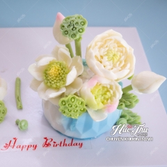 Khuôn silicon Hoa Sen A243 (set 6 khuôn) làm bánh rau câu 3D 4D nhấn xôi, fondant, socola, nến hanmade