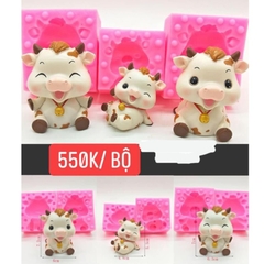 Khuôn silicon con Trâu Ngộ Nghĩnh làm bánh rau câu 3D 4D nhấn xôi, fondant, socola, nến hanmade