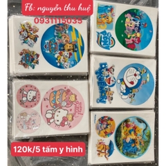 Giấy gạo hoạt hình (xấp 5 tờ in hình Doraemon, Hello Kitty...) ăn được trang trí bánh rau câu, bánh kem, bông lan