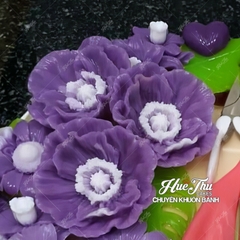 Khuôn silicon hoa Anh Túc 6.5cm làm bánh rau câu 3D 4D nhấn xôi, fondant, socola, nến hanmade