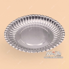 Đĩa giấy 13cm trắng, bạc, in hình (10 cái) kèm nĩa đựng bánh kem, bánh rau câu