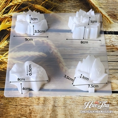 Khuôn rau câu, nhấn xôi Hoa Sen (hoa, nụ, búp, lá sen, vỉ 4 khuôn) làm bánh rau câu, ép xôi