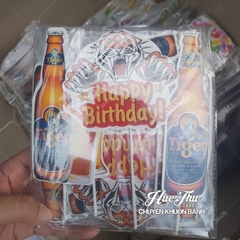 Que cắm Happy Birthday Bia Tiger phụ kiện trang trí bánh sinh nhật, bánh rau câu, bánh kem