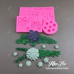 Khuôn silicon Lá Rừng, Hoa Rừng (vỉ nhiều chi tiết) làm bánh rau câu 3D 4D nhấn xôi, fondant, socola, nến hanmade