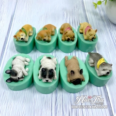 Khuôn silicon Chú Chó Cute (bộ 8 khuôn) làm bánh rau câu 3D 4D nhấn xôi, fondant, socola, nến hanmade