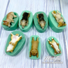 Khuôn silicon Chú Chó Cute (bộ 8 khuôn) làm bánh rau câu 3D 4D nhấn xôi, fondant, socola, nến hanmade