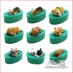Khuôn silicon Chú Chó Cute (bộ 8 khuôn) làm bánh rau câu 3D 4D nhấn xôi, fondant, socola, nến hanmade
