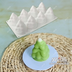 Khuôn silicon Cây Thông Noel A95 (vỉ 8 hình) làm bánh rau câu 3D 4D nhấn xôi, fondant, socola, nến hanmade