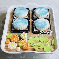 Hộp đựng bánh vuông 12x12cm đế đen, vàng, trắng cao 5/7.5cm (10 cái) đựng bánh rau câu, bông lan, Trung Thu