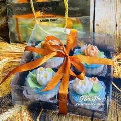 Hộp đựng bánh vuông 12x12cm đế đen, vàng, trắng cao 5/7.5cm (10 cái) đựng bánh rau câu, bông lan, Trung Thu