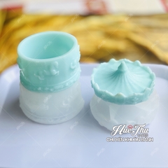 Khuôn silicon Hũ Vàng - Hộp Đựng 10.4cm A152 (thân + nắp) làm bánh rau câu 3D 4D nhấn xôi, fondant, socola, nến hanmade
