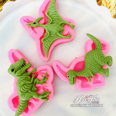 Khuôn silicon Khủng Long A161 (set 4 khuôn) làm bánh rau câu 3D 4D nhấn xôi, fondant, socola, nến hanmade