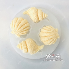 Khuôn silicon Ốc Biển Sò Điệp A159 (vỉ 3 khuôn) làm bánh rau câu 3D 4D nhấn xôi, fondant, socola, nến hanmade