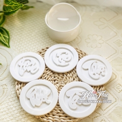 Khuôn xôi Phúc Lộc Thọ Tài Phát (3 mặt / 5 mặt) hình tròn 13.5*7cm - khuôn ép xôi, khuôn nhấn xôi