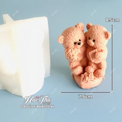 Khuôn silicon Cặp Gấu 7.6cm A142 làm bánh rau câu 3D 4D nhấn xôi, fondant, socola, nến hanmade