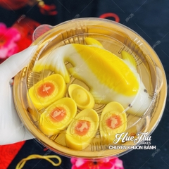 Hộp Nhựa Vàng Hình Tròn HC5 16/20/25/28cm (10 hộp, có nắp) đựng bánh rau câu cá chép, đựng bánh các loại