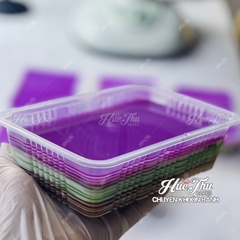 Hộp nhựa chữ nhật trong (10 cái, có rằn) có nắp đựng thực phẩm, rau câu