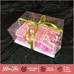 Hộp đựng bánh mica chữ nhật (5 hộp) trong suốt 30x40cm + đế sang trọng